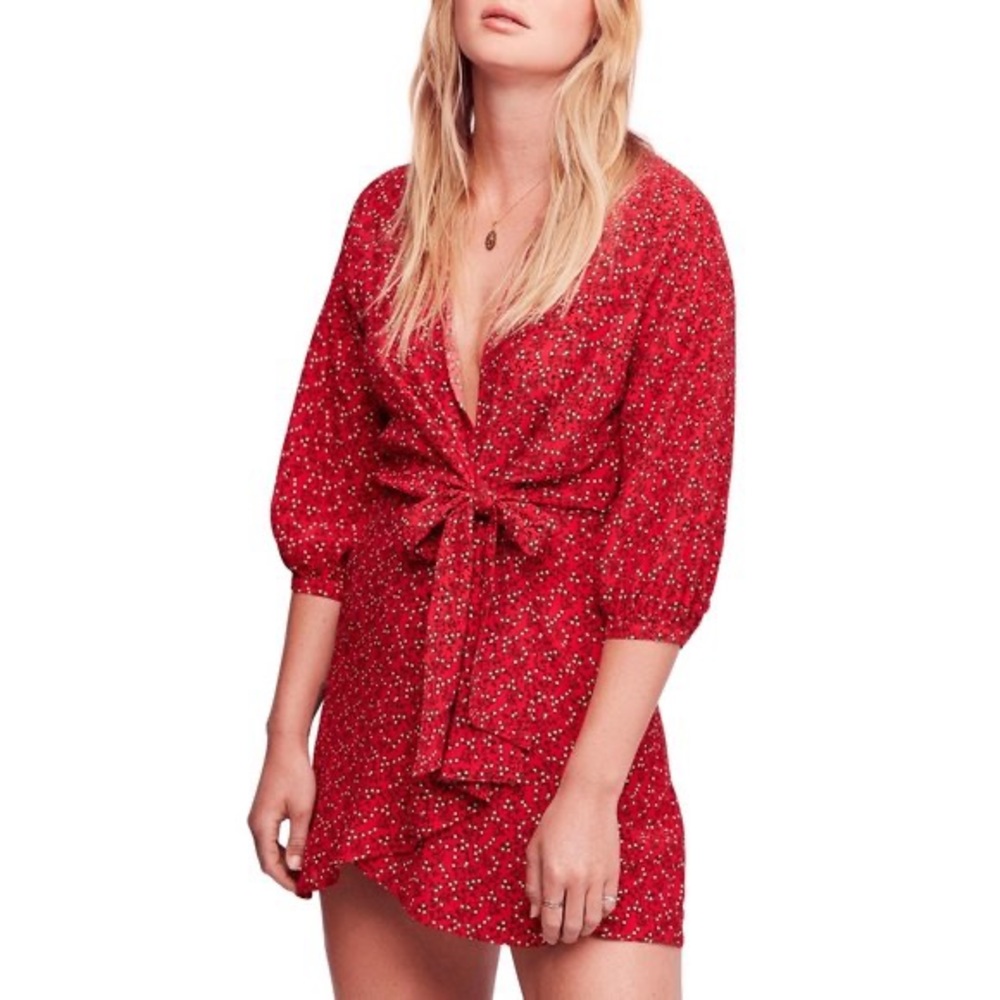 Free people red ditzy floral mini dress